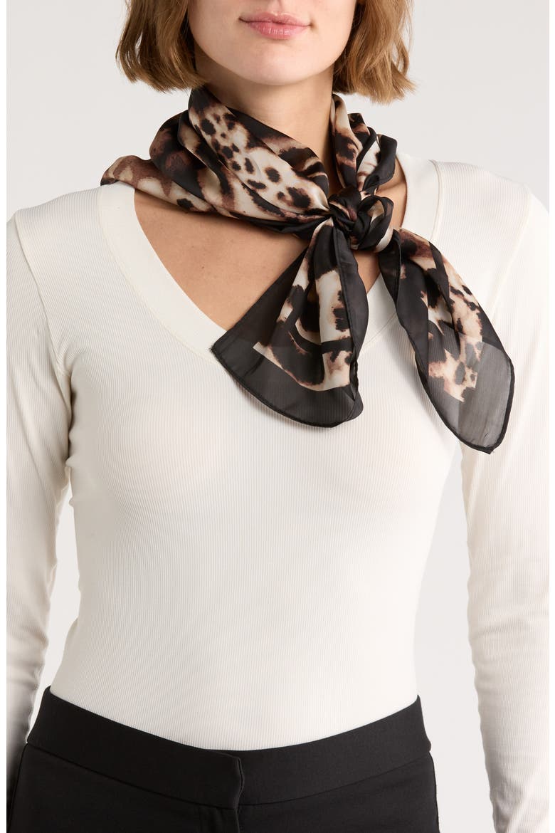 Ombre Animal Print Square Scarf, Main, color, BROWN
