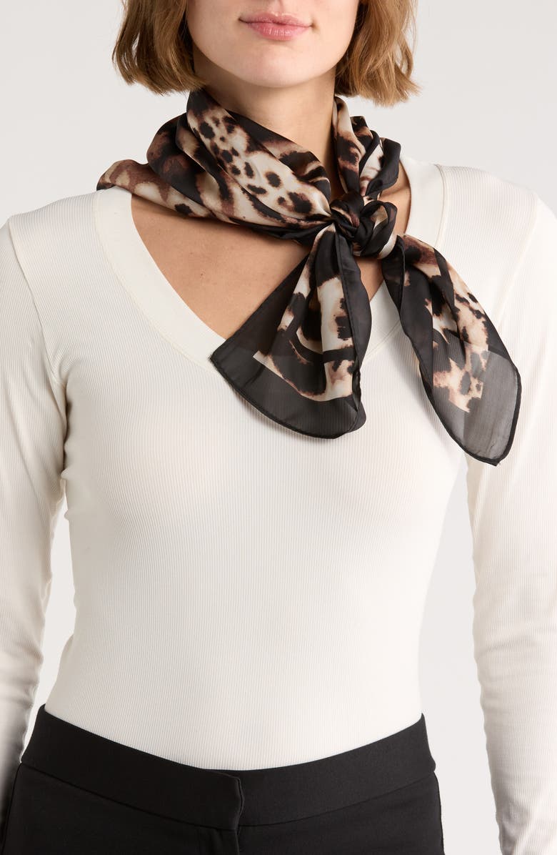Vince Camuto Ombre Animal Print Square Scarf, Main, color, Brown