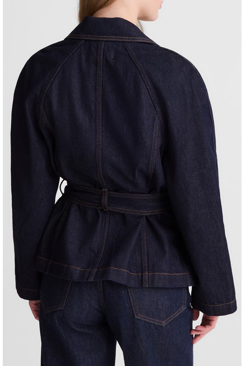Cropped Cotton Denim Trench Coat, Alternate, color, RINSE WASH