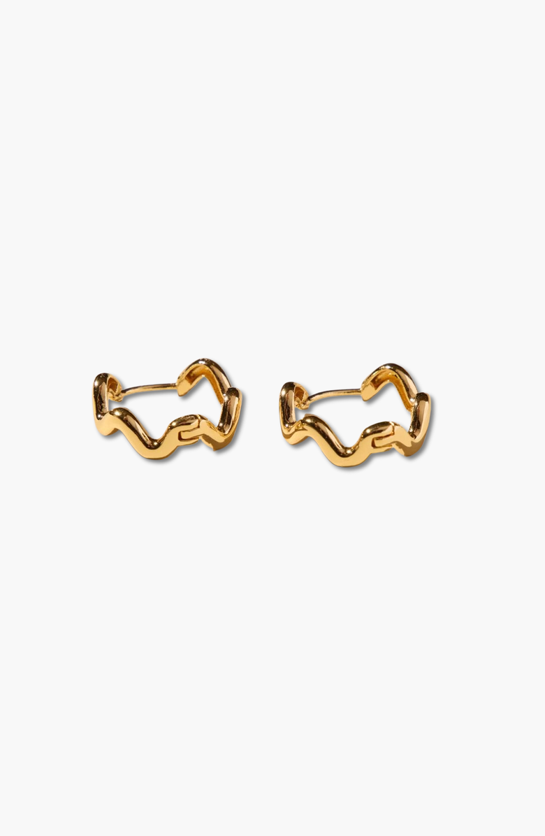 Nickel & Suede Squiggle Hoops, Main, color, Gold
