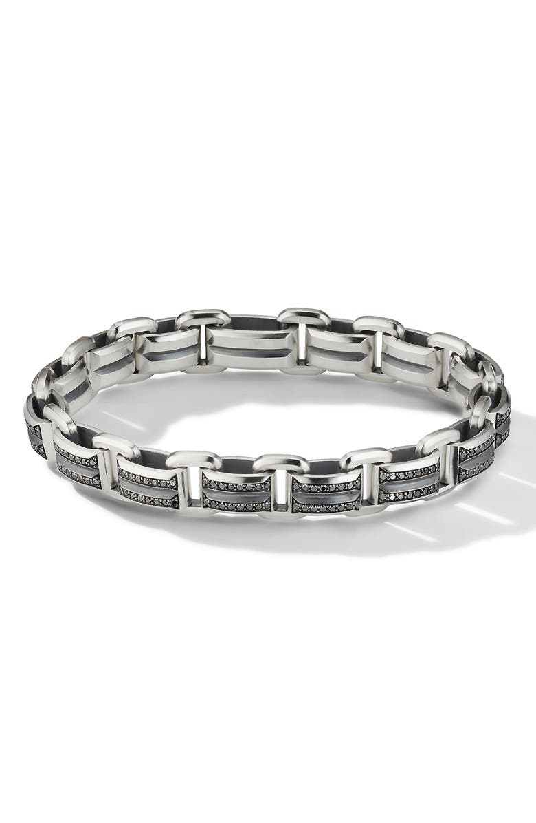 David Yurman Deco Beveled Link Bracelet in Sterling Silver with Diamonds, 7.5mm, Main, color,