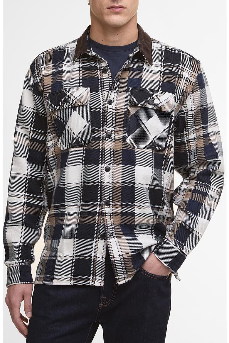 Grasmoor Plaid Heavyweight Cotton Twill Button-Up Shirt, Main, color, NAVY