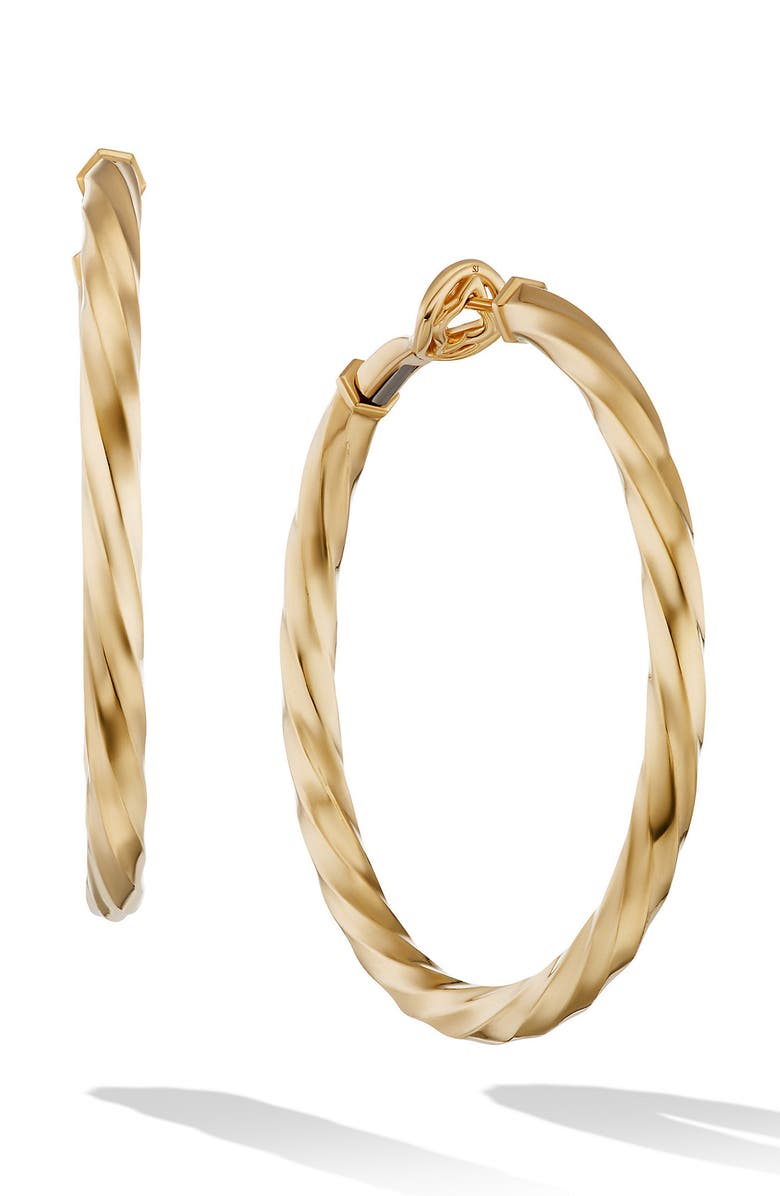 David Yurman Cable Edge<sup>™</sup> Hoop Earrings in Recycled 18K Yellow Gold, Main, color, 18K Gold Recycled