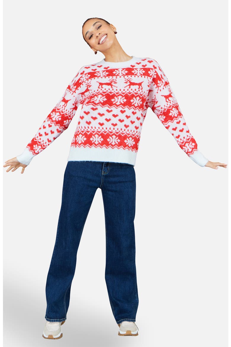 Heart Fairisle Christmas Jumper, Alternate, color, Red