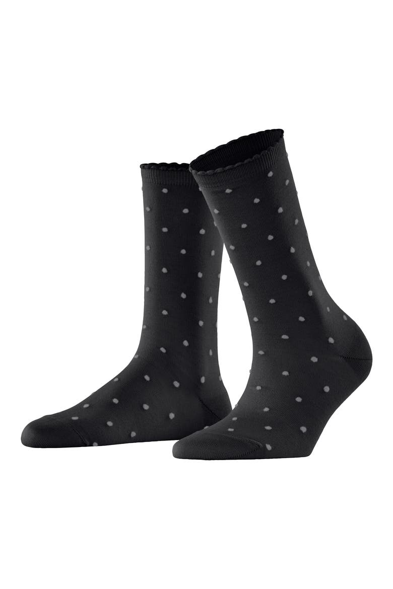 Spike Polka Dot Crew Socks, Alternate, color, BLACK