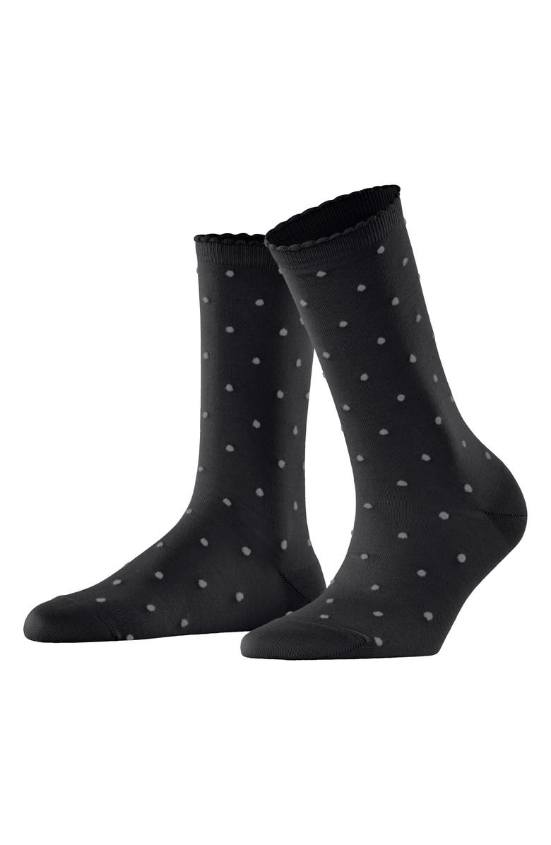 Falke Spike Polka Dot Crew Socks, Alternate, color, Black