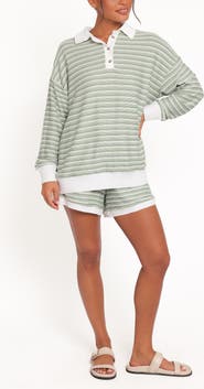Petal & Pup Dealia Stripe Polo Sweater & Shorts Set
