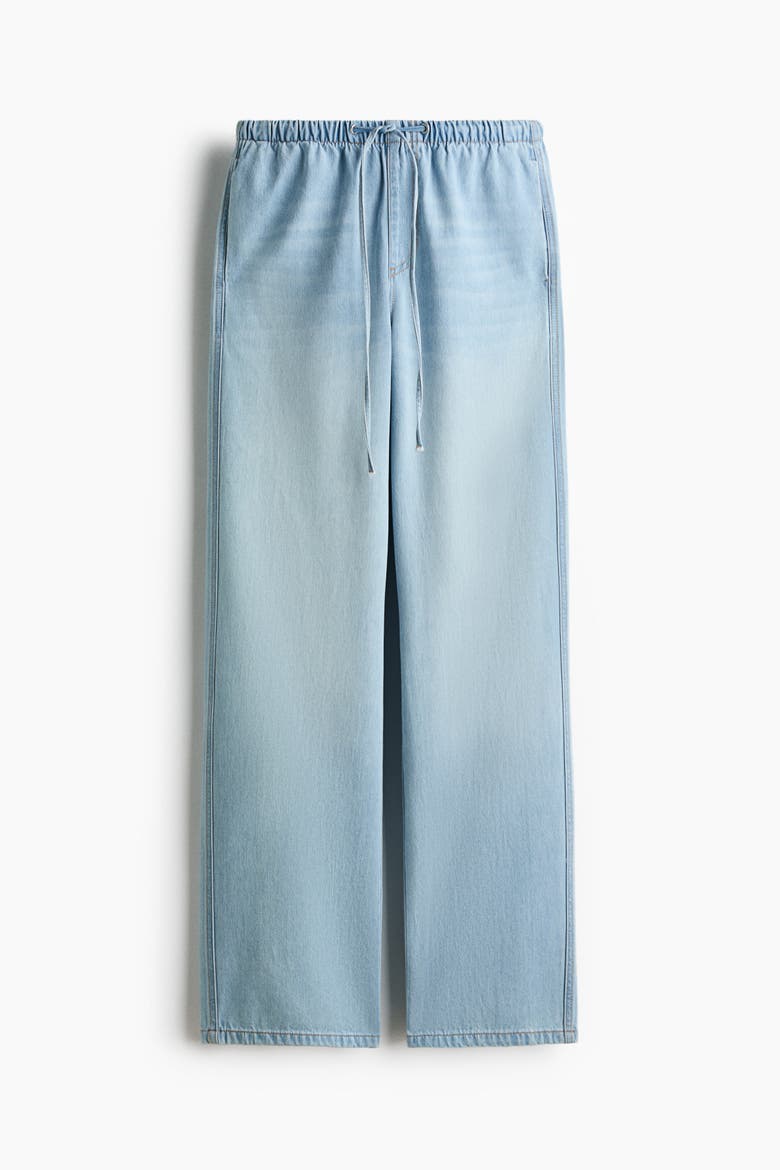 Denim Drawstring Trousers, Alternate, color, Light denim blue