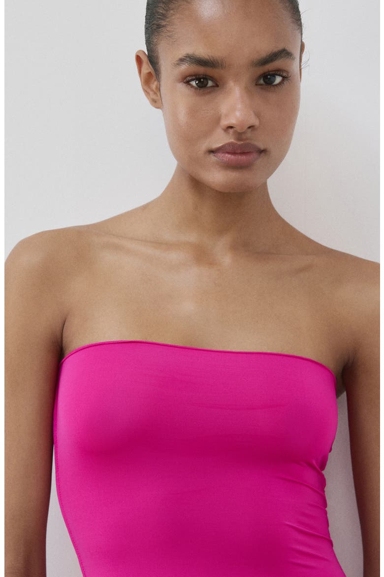 Strapless Drop Waist Midi Dress, Alternate, color, FUCHSIA
