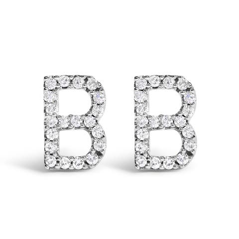 10K Gold 1/10 Cttw Diamond Initial "A" to "Z" Stud Earring