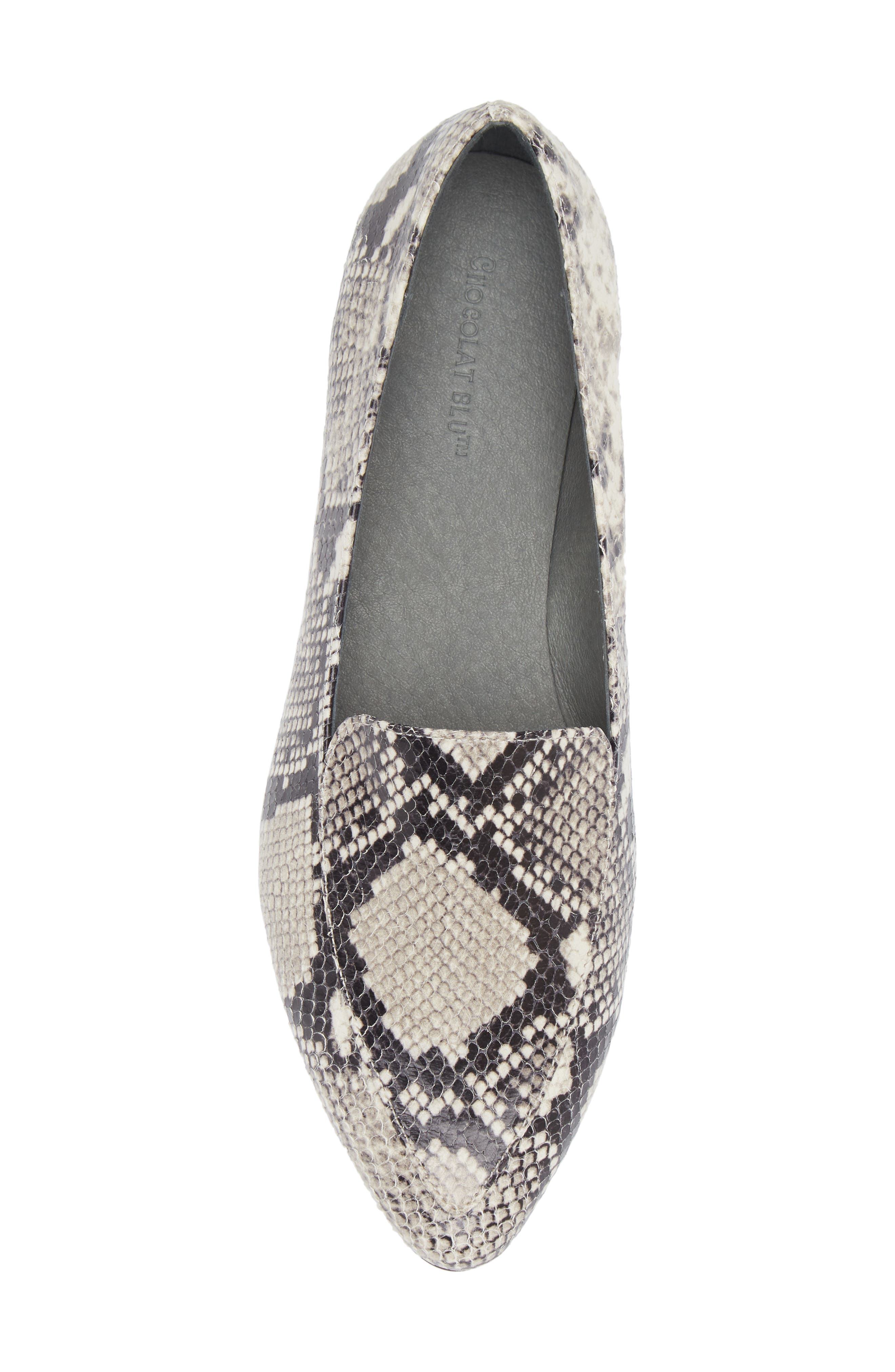 Chocolat Blu Ace Pointed Toe Loafer, Alternate, color, Black-White Embossed Snake