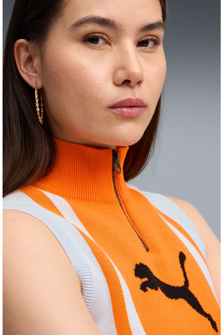 Future Archive Jacquard Sleeveless Half Zip Knit Crop Top (Women