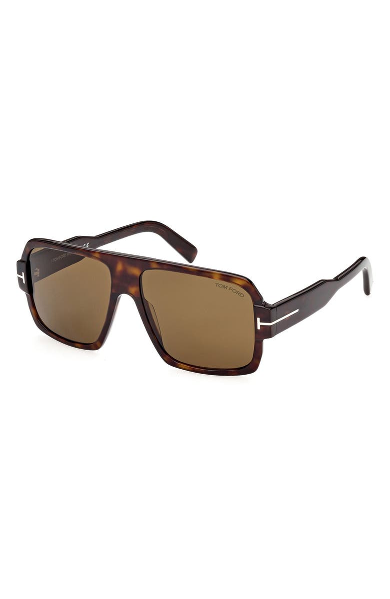 TOM FORD Camden 58mm Square Sunglasses, Alternate, color, Dark Havana / Roviex