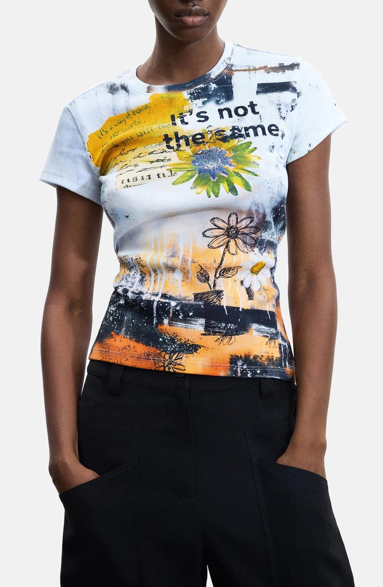 Desigual Rib Top, Main, color, White