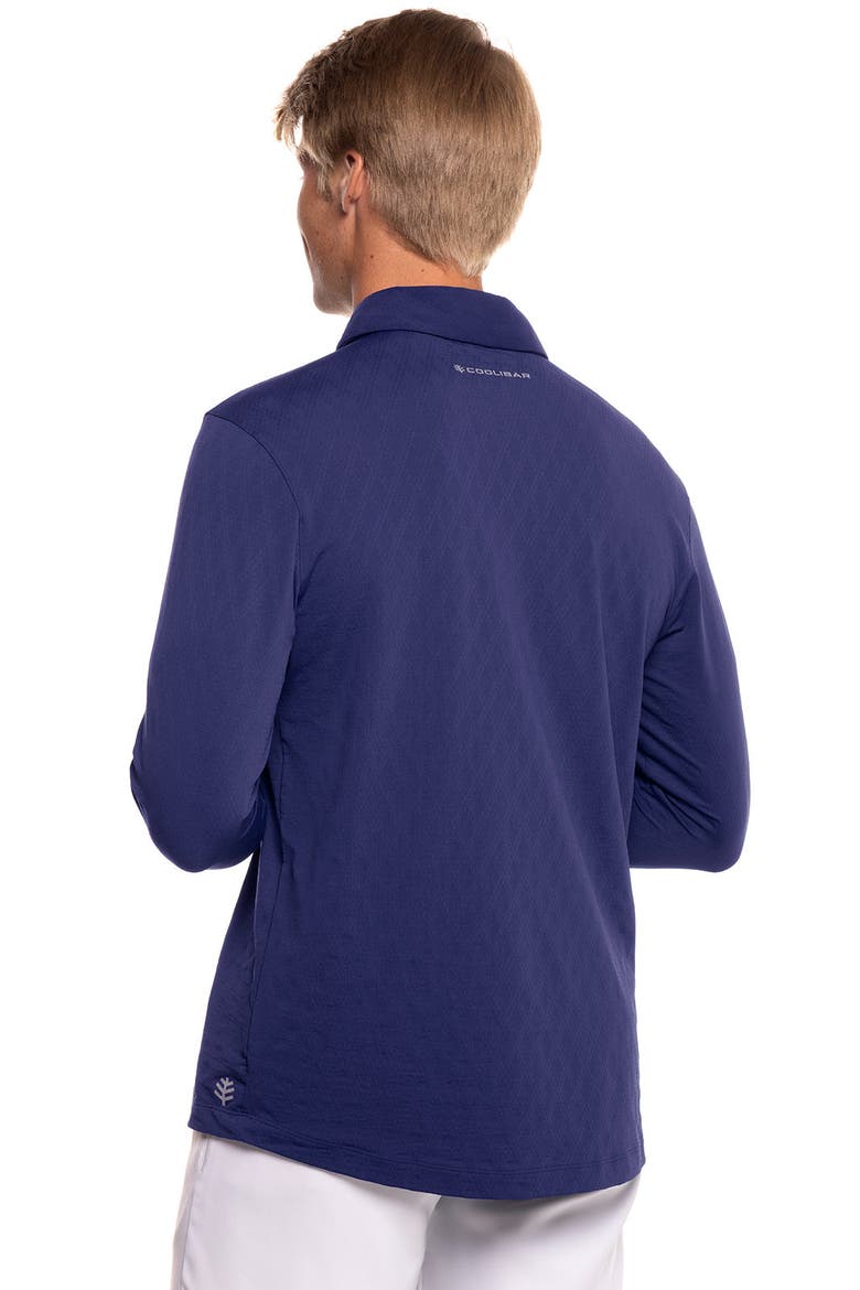 Men's Arobello Golf Long Sleeve Polo, UPF 50+ Sun Protection, Alternate, color, Navy Diamond Jacquard