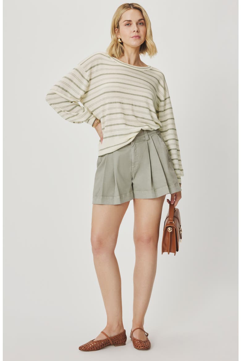 Natasha Pleated High Waist Shorts, Alternate, color, EUCALYPTUS