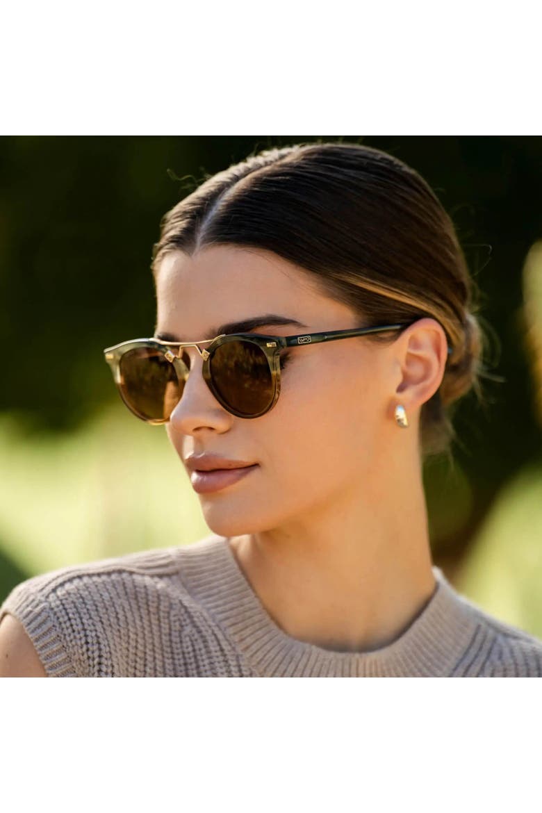 Skyler - 48mm Metal Bridge Round Polarized Sunglasses, Alternate, color, Desert Sage