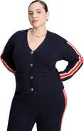 ELOQUII Lurex Stripe Cardigan