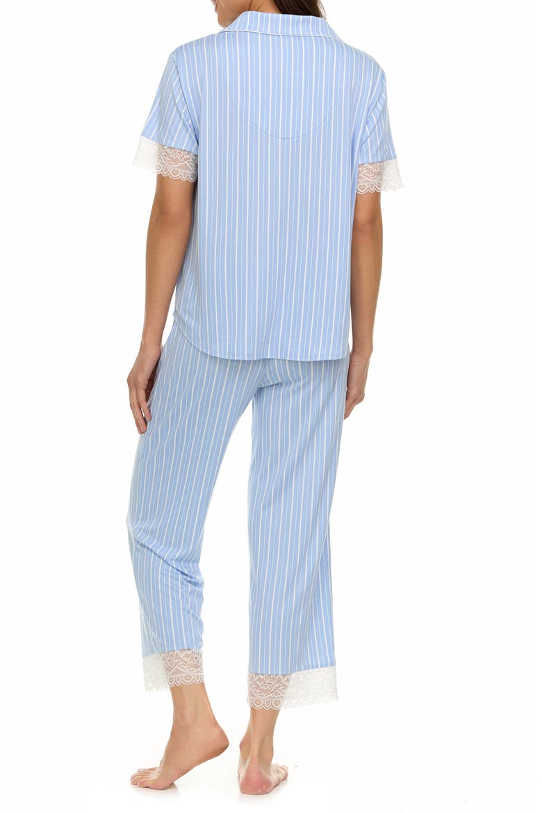 Janelle Notched Lace Crop Pajamas, Alternate, color, BLUE