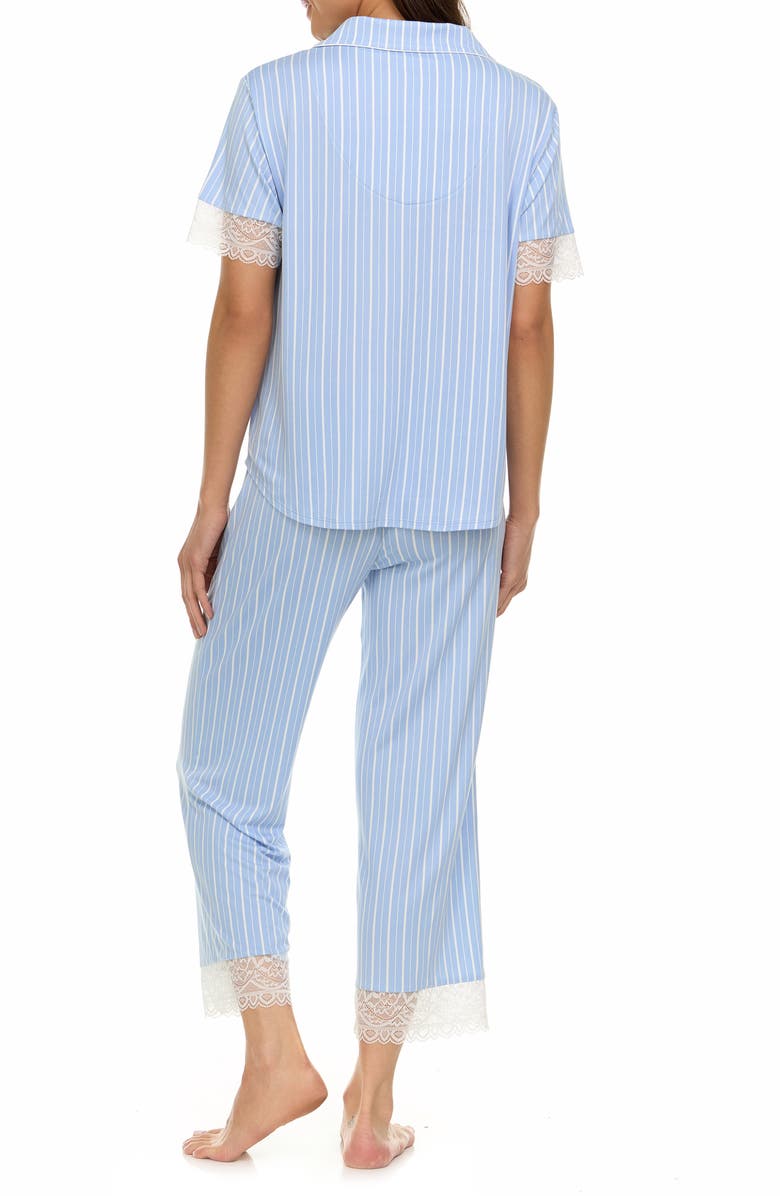 Flora By Flora Nikrooz Janelle Notched Lace Crop Pajamas, Alternate, color, Blue