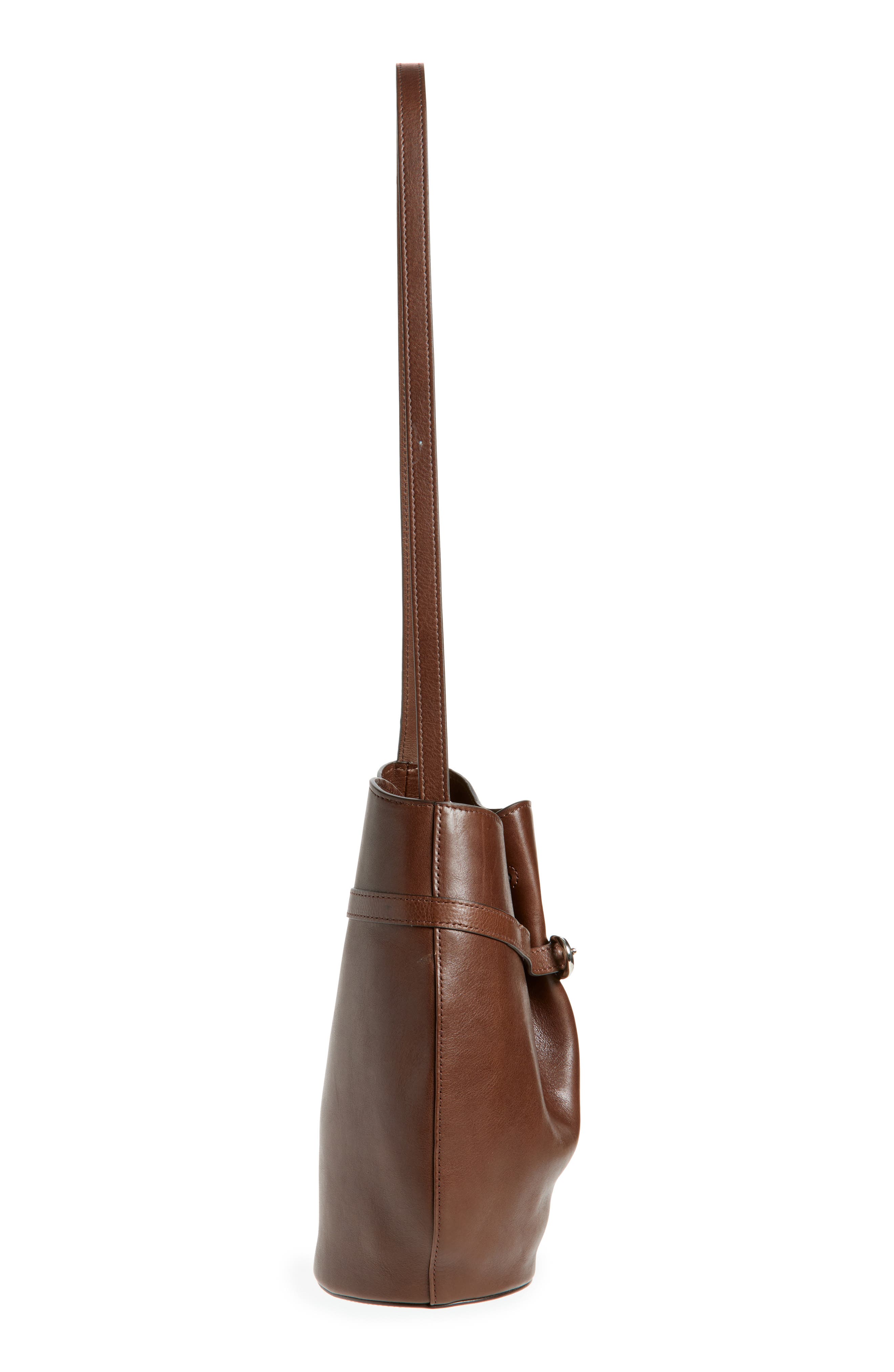 LIFFNER Belted Leather Bucket Bag, Alternate, color, Dark Brown