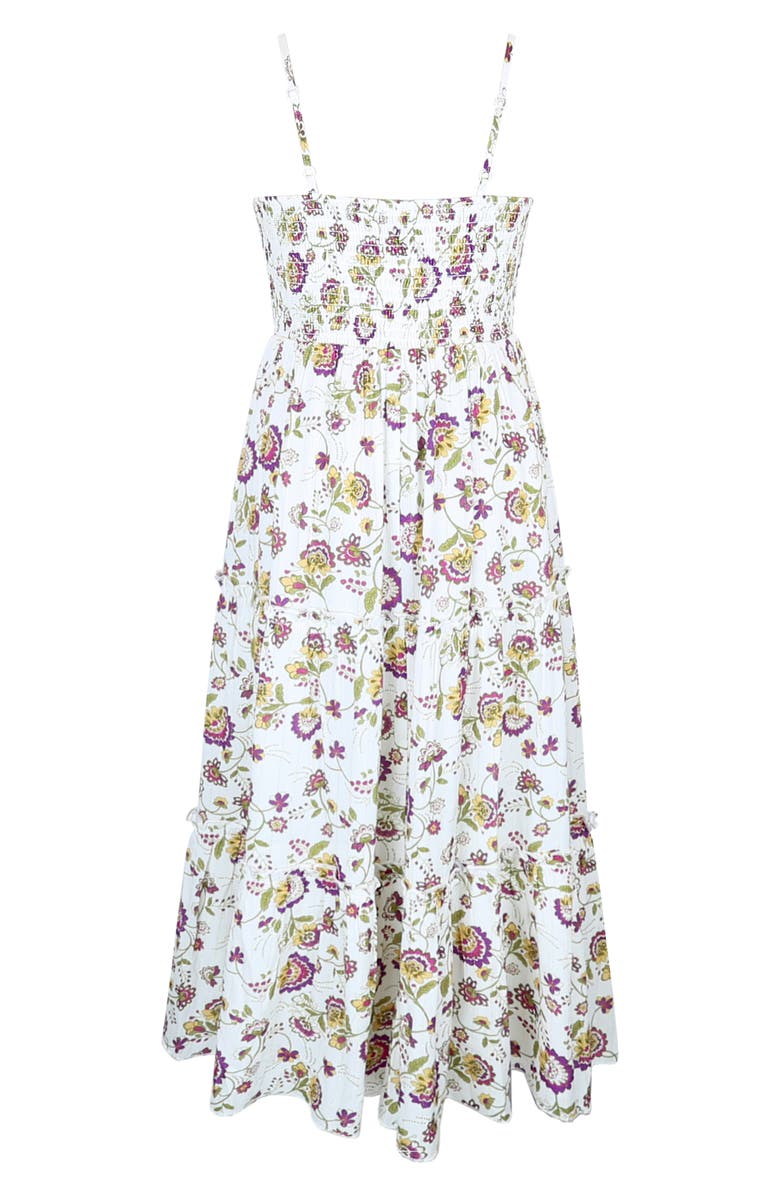 Zunie Kids' Floral Tiered Gauze Maxi Dress, Alternate, color, Ivory/ Mult
