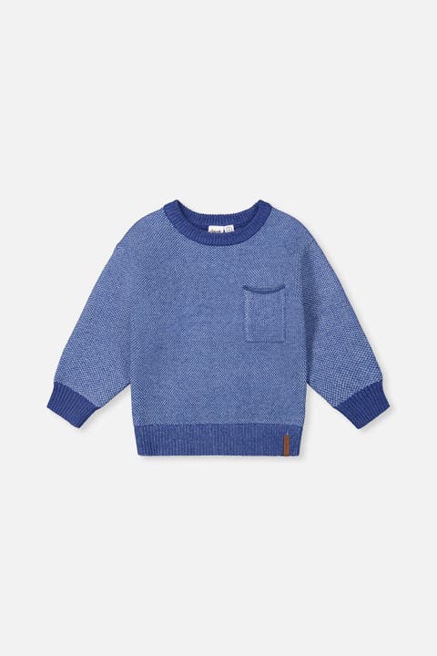 Knit Diamond Pattern Chest Pocket Sweater