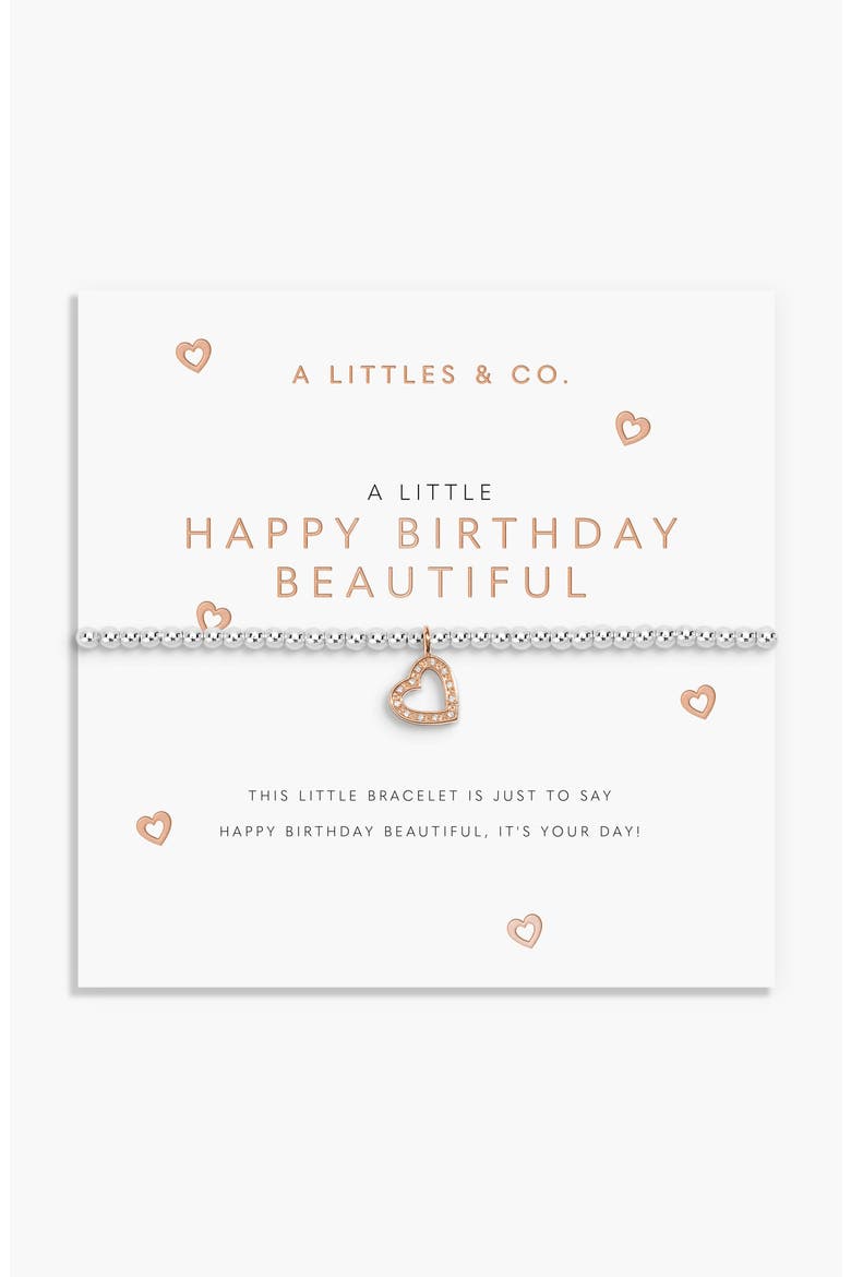 A Little 'Happy Birthday Beautiful' Bracelet In Silver And Rose Gold-Tone Plating, Main, color, Metallic Silver