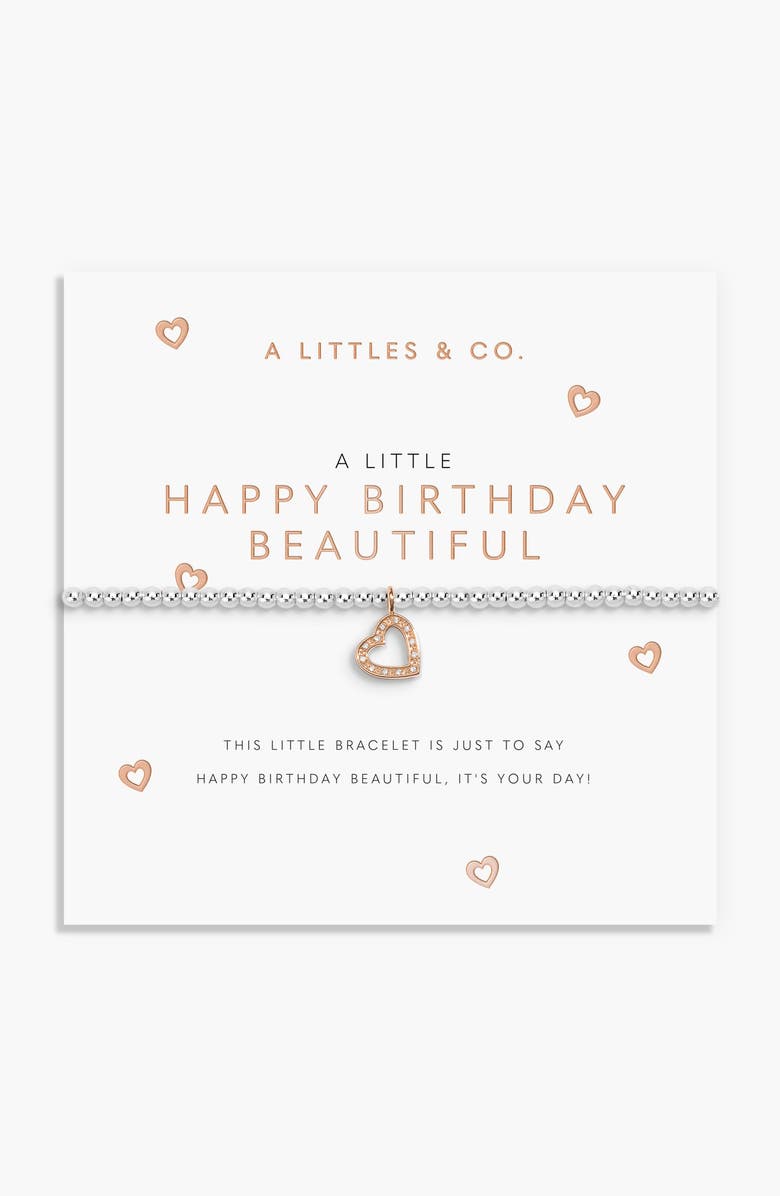 A Littles & Co A Little 'Happy Birthday Beautiful' Bracelet In Silver And Rose Gold-Tone Plating, Alternate, color, Metallic Silver
