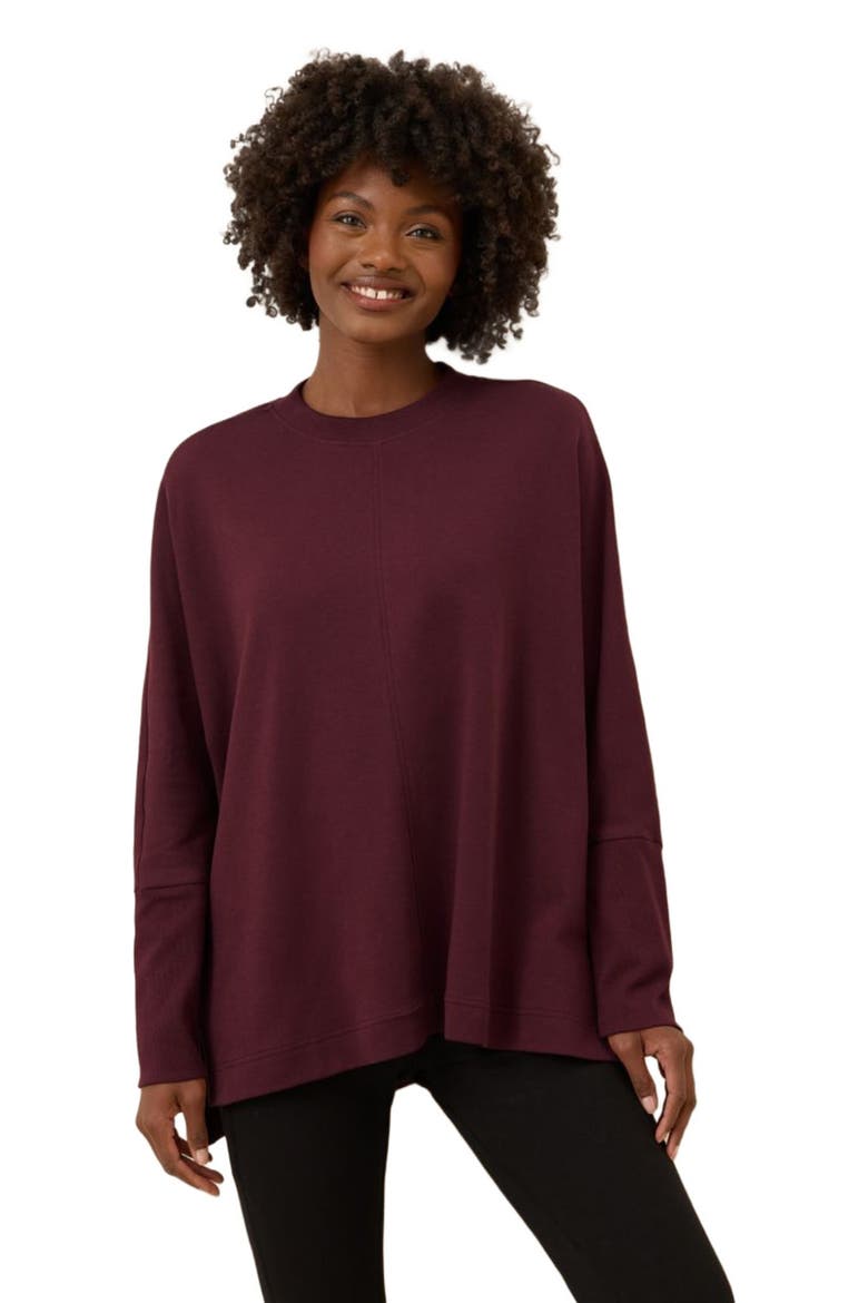 Organic Cotton Airplane Long Sleeve Poncho, Alternate, color, Windsor Wine