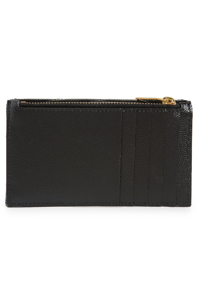 Saint Laurent Zip & Flap Matelassé Card Case, Alternate, color,