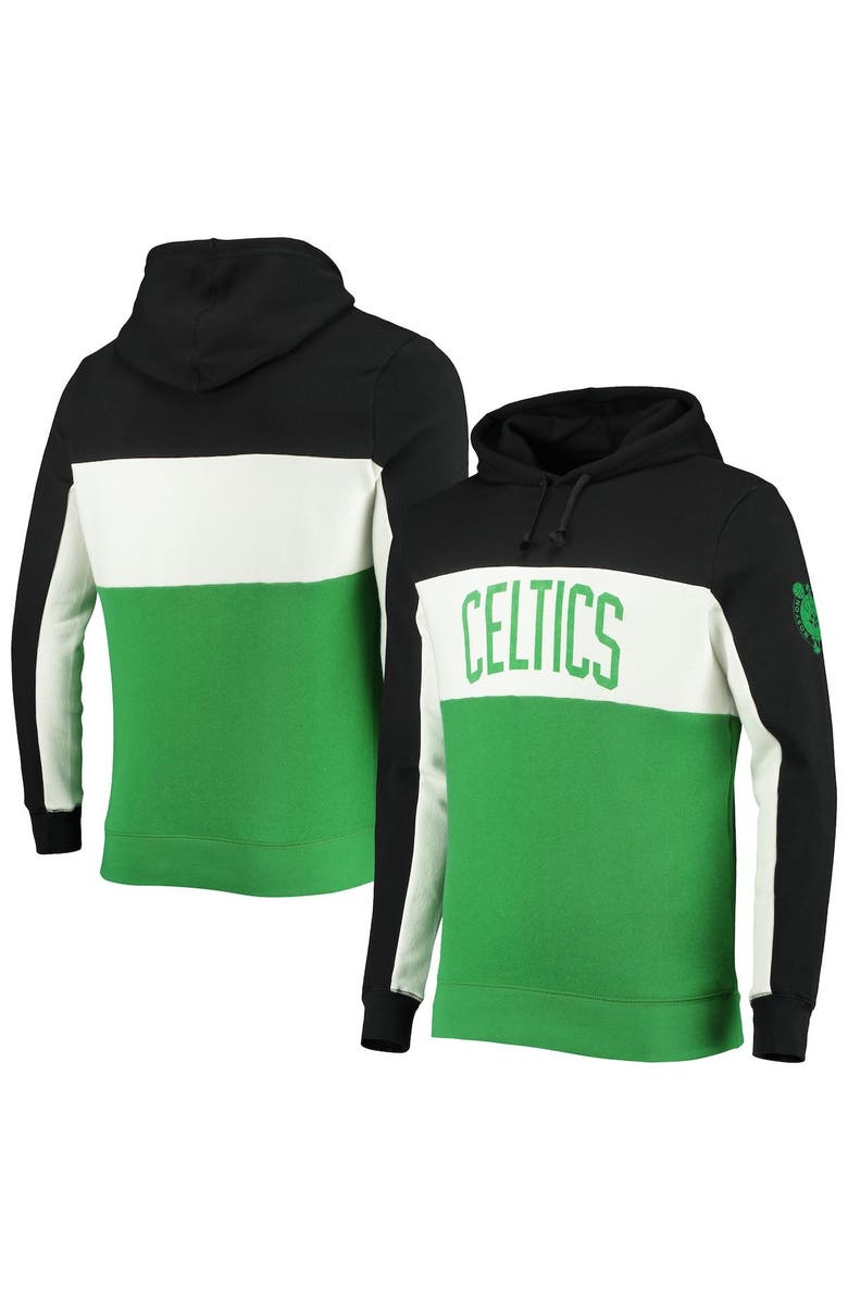 Junk Food Men's Junk Food Black/White Boston Celtics Wordmark Colorblock Fleece Pullover Hoodie, Main, color, 