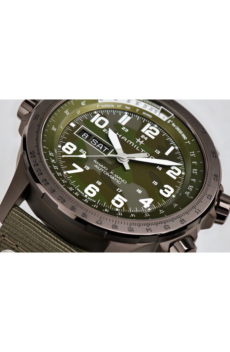 Hamilton Khaki Aviation X-Wind Auto Chronograph Textile Strap Watch, 45mm, Alternate, color, 