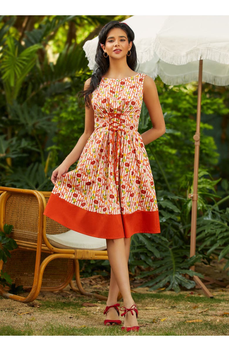 ModCloth Boardwalk Corset Dress, Alternate, color, Kitschy Coastal