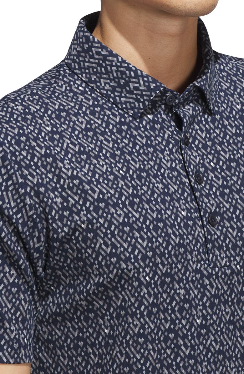 adidas Golf Micro Geometric Polo, Alternate, color, Collegiate Navy/ Grey Heather