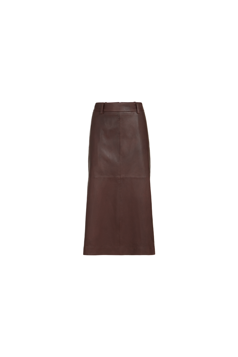 Polished nappa leather pencil skirt, Alternate, color, Burgundy