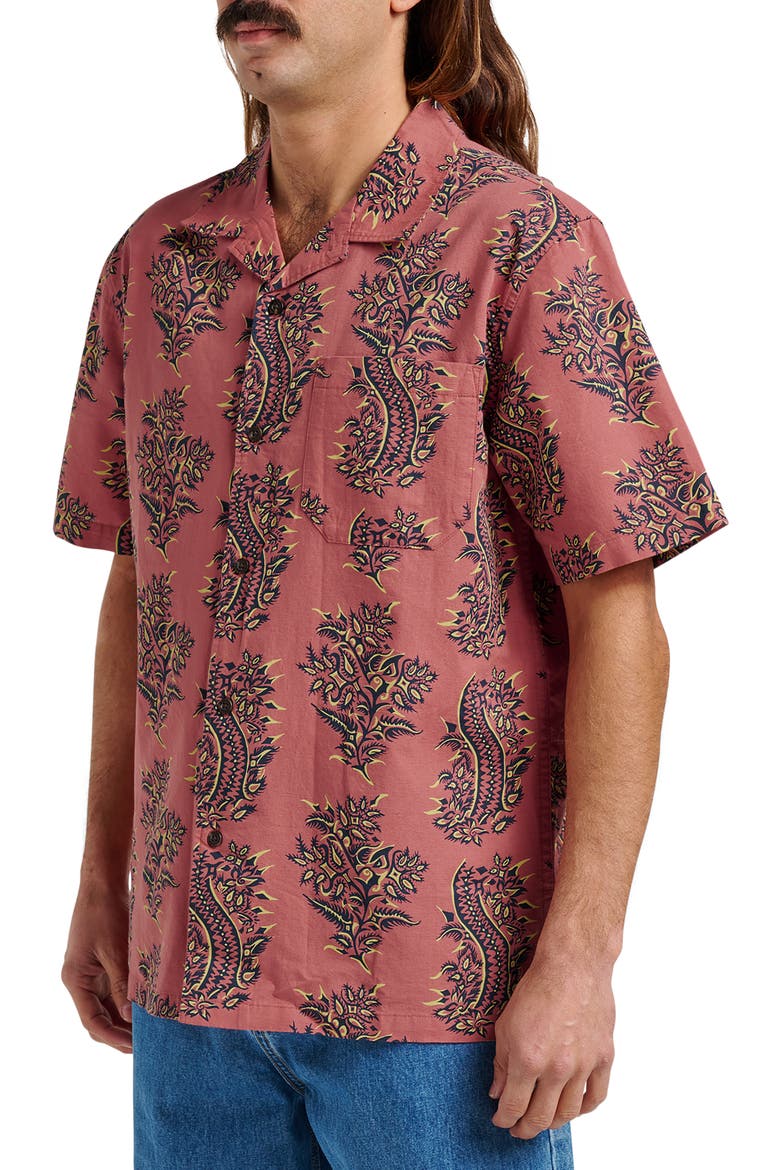 Dynasty Casual Cotton & Linen Camp Shirt, Alternate, color, MINERAL RED