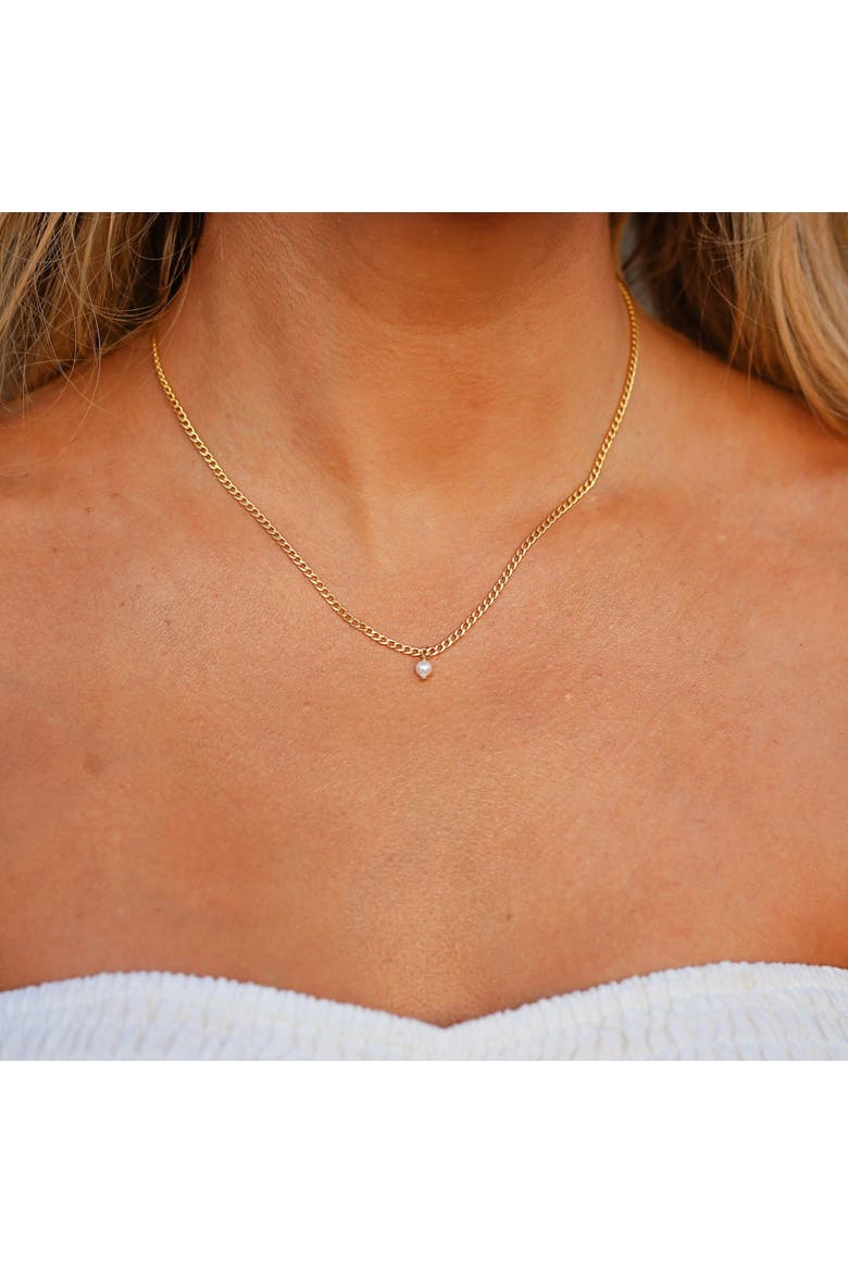 Capri Pearl & Gold Filled Charm Necklace, Alternate, color, Gold