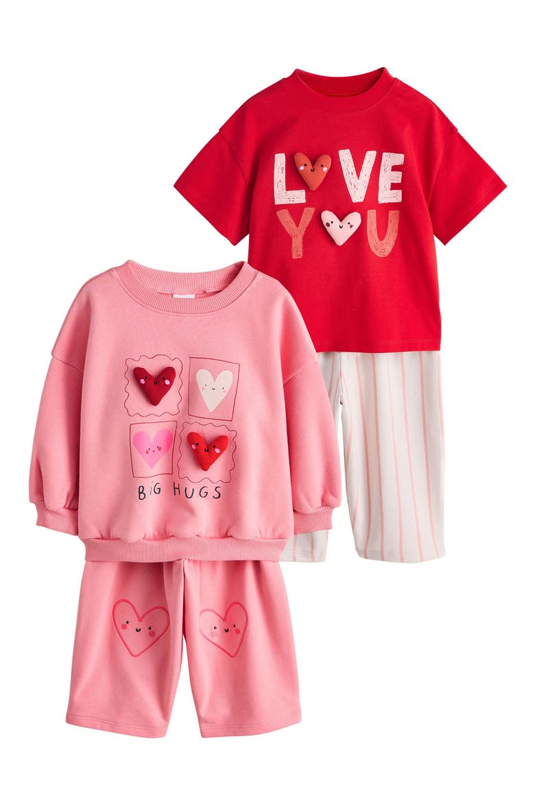 Kids' Assorted 4-Pack T-Shirt, Sweatshirt & Pants Set, Alternate, color, MULTI PINK