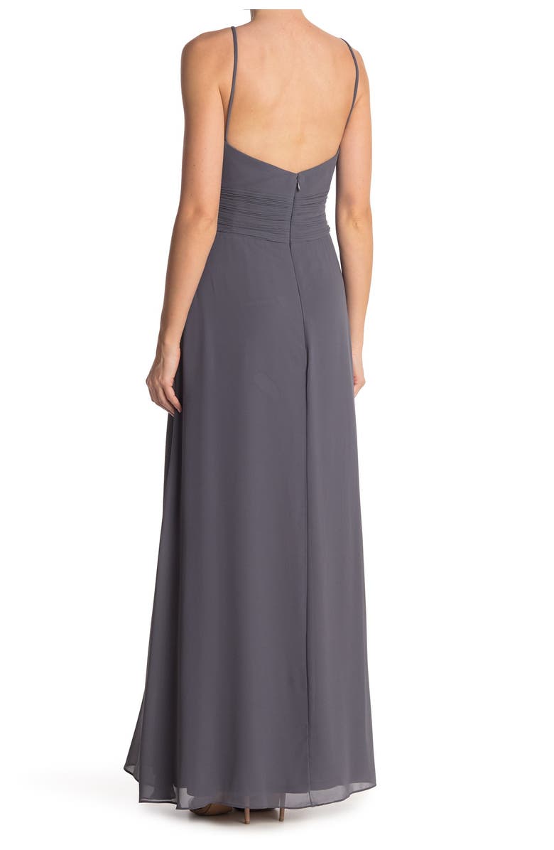 #Levkoff Low Back Pleat Chiffon A-Line Gown, Alternate, color, 