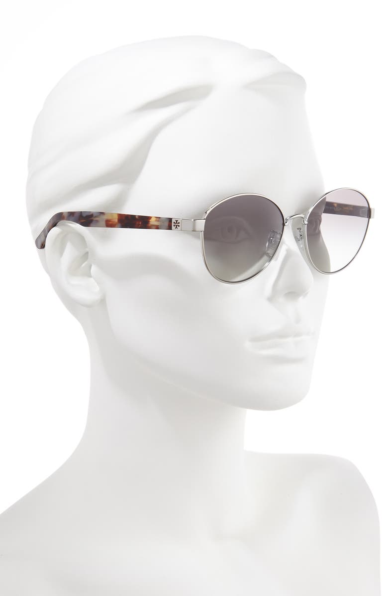 Tory Burch 56mm Gradient Round Sunglasses, Alternate, color, 