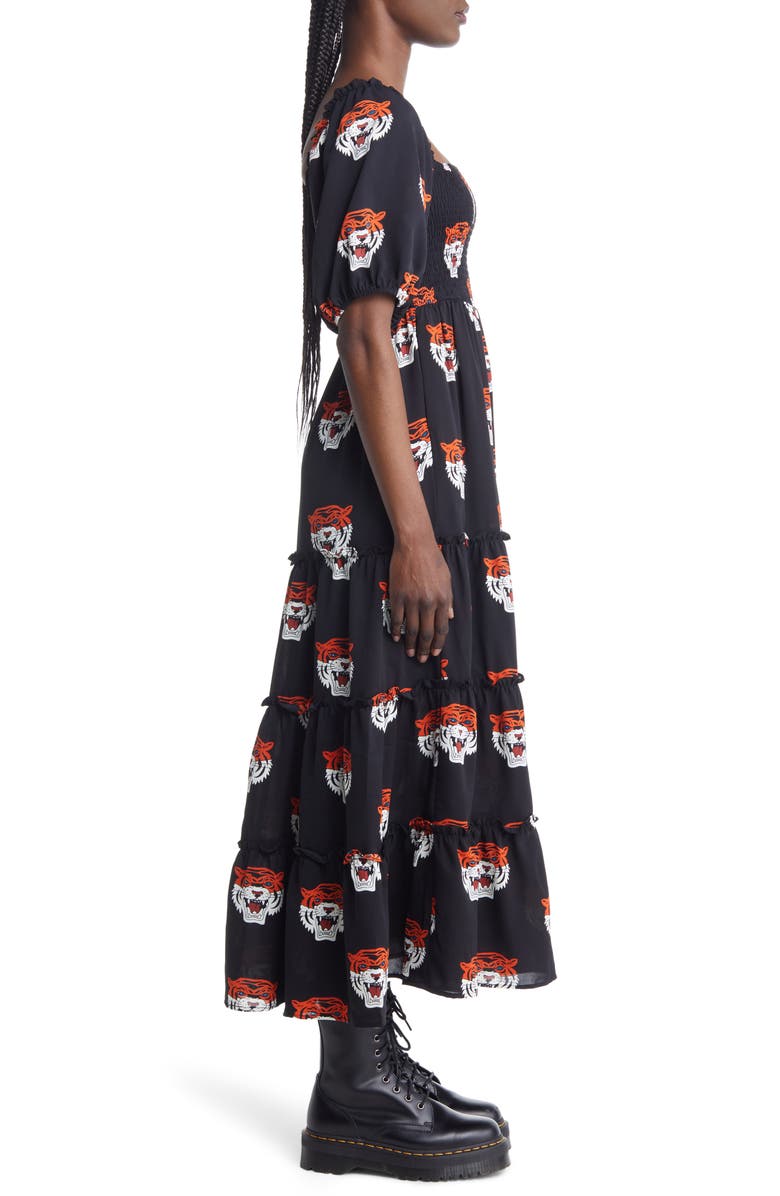 Dressed in Lala Smocked Maxi Dress, Alternate, color, Black Tigress