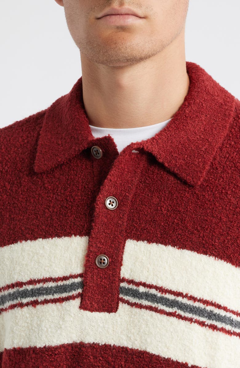 BP. Stripe Oversize Polo Sweater, Alternate, color, Burgundy Chad Stripe