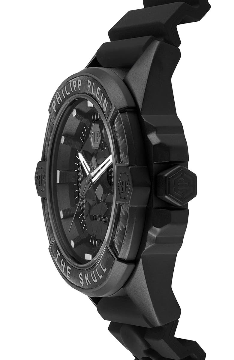 PHILIPP PLEIN The $kull Silicone Strap Watch, 44mm, Alternate, color, Ip Black