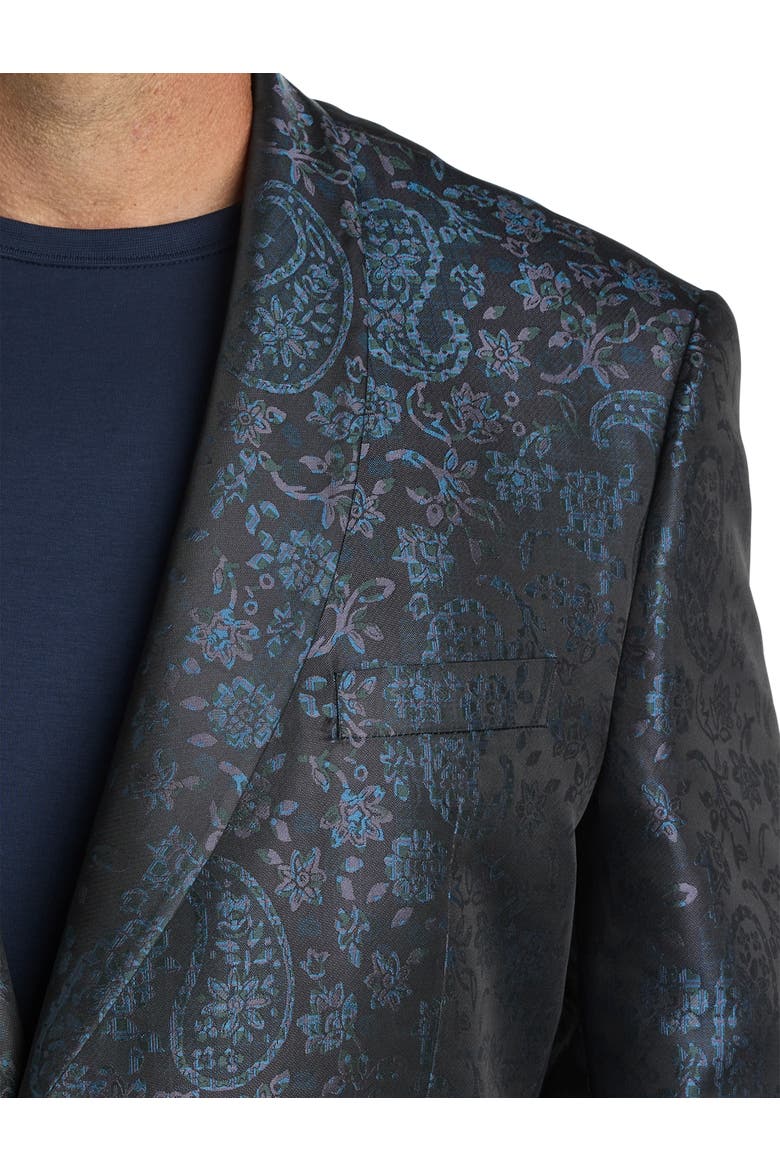 Big & Tall Floral Sport Coat, Alternate, color, BLACK