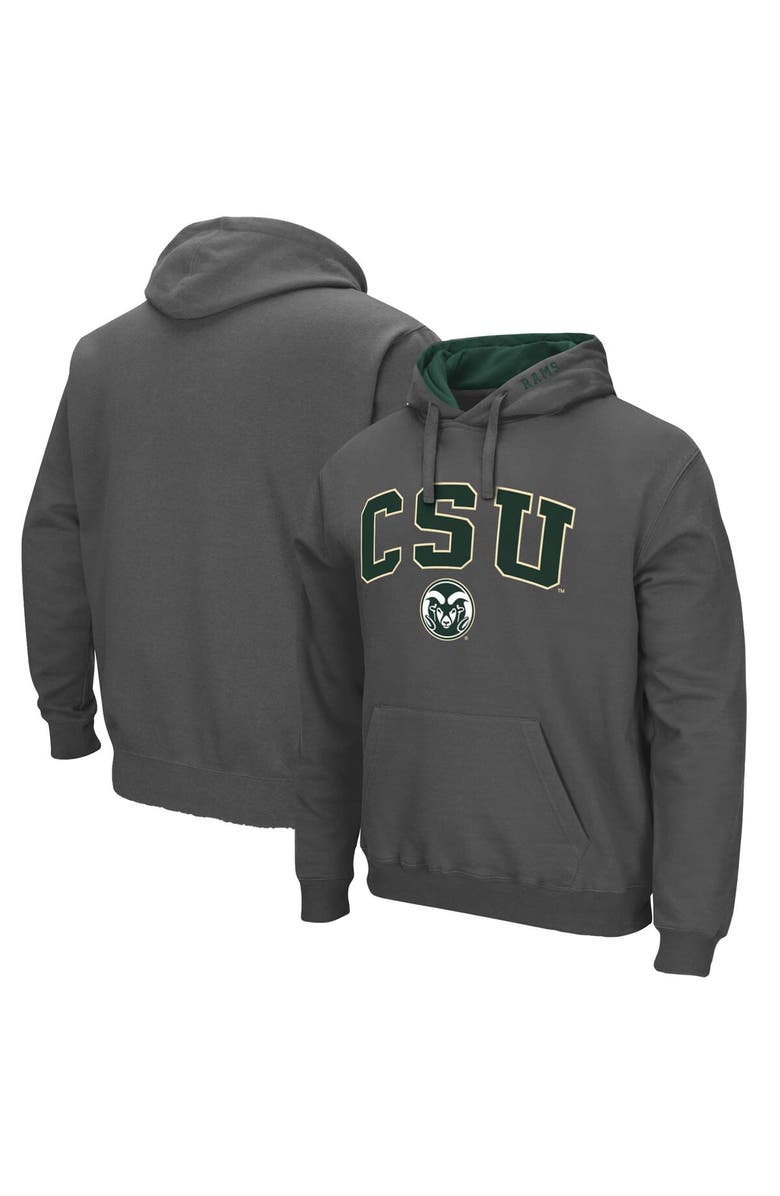 COLOSSEUM Men's Colosseum Charcoal Colorado State Rams Arch and Logo Pullover Hoodie, Main, color, Charcoal