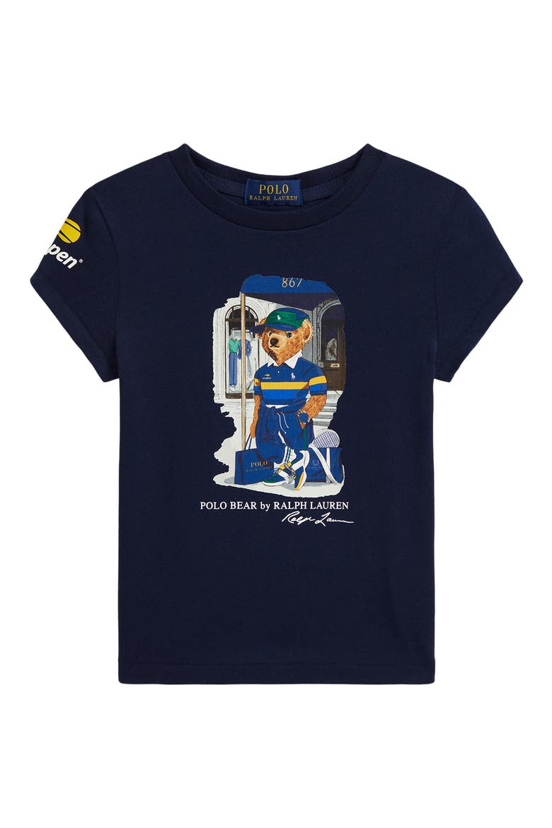 Kids' US Open Polo Bear Graphic Cotton Jersey T-Shirt, Main, color, REFINED NAVY