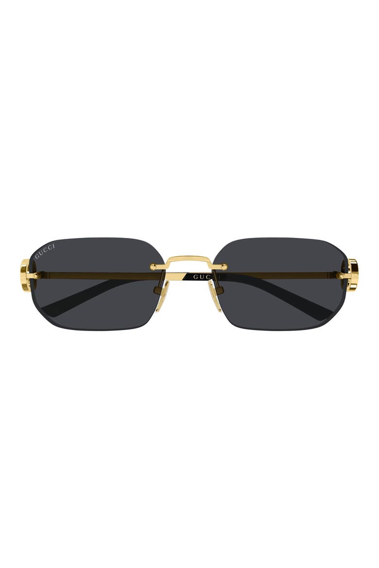 GG2228S 57mm Gradient Rectangular Sunglasses, Main, color, GOLD/ BLACK