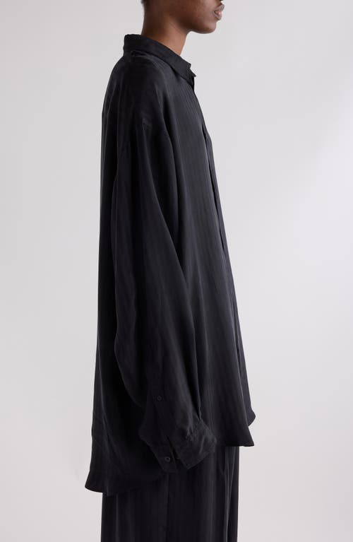 Balenciaga Tonal Stripe Oversize Button-up Shirt In Black