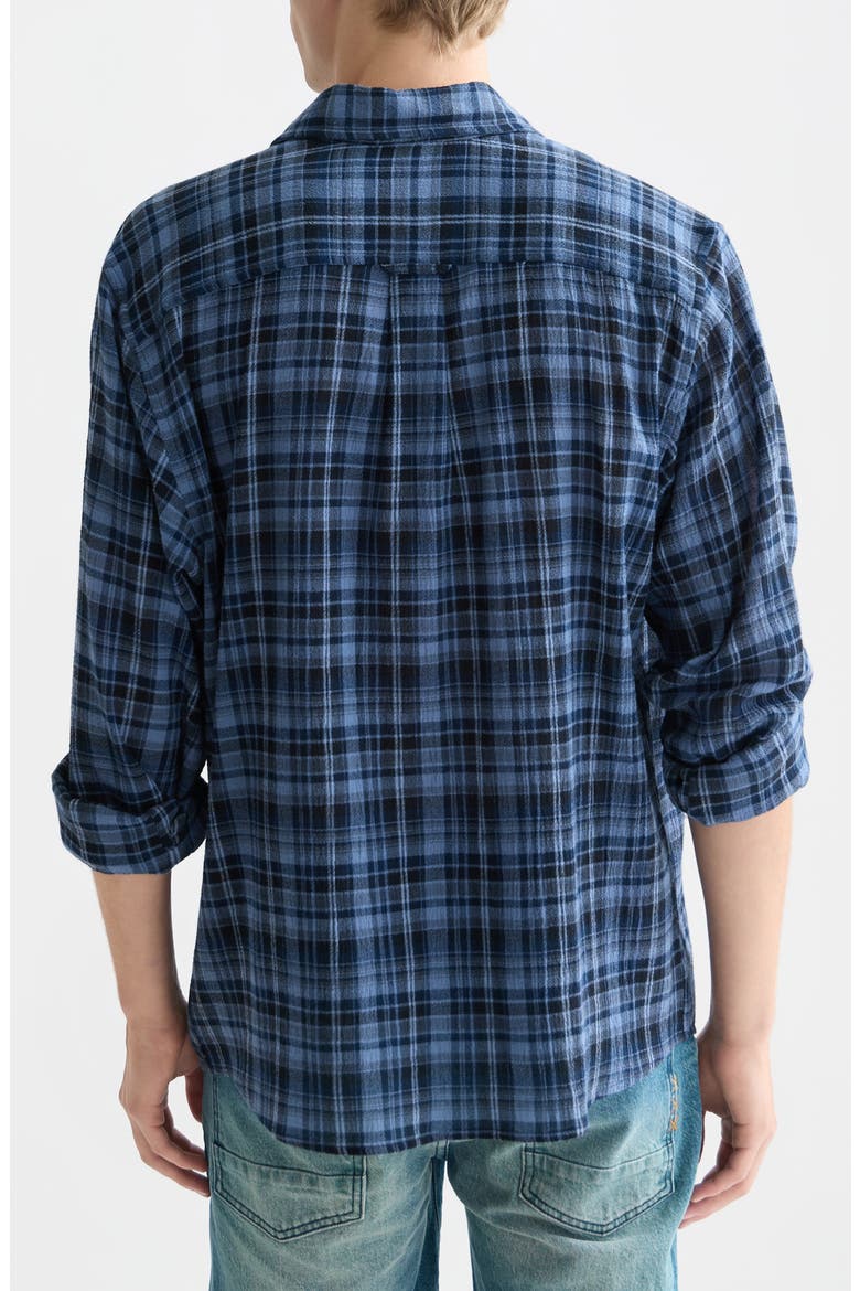 Lightweight Plaid Cotton Flannel Button-Up Shirt, Alternate, color, PAGEANT BLUE CHECK